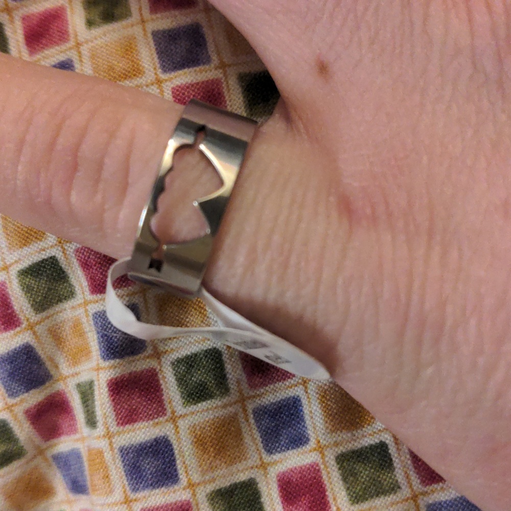 Double Heart Size 17, 20NWT Stainless Steel Ring